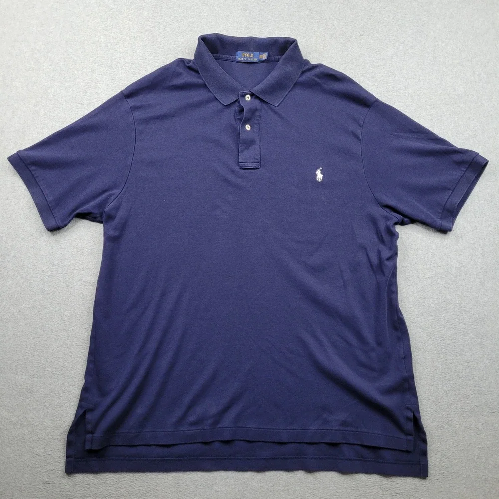 Polo Ralph Lauren Polo Shirt Mens 2XLT Navy Blue Short Sleeve Cotton Pony Logo